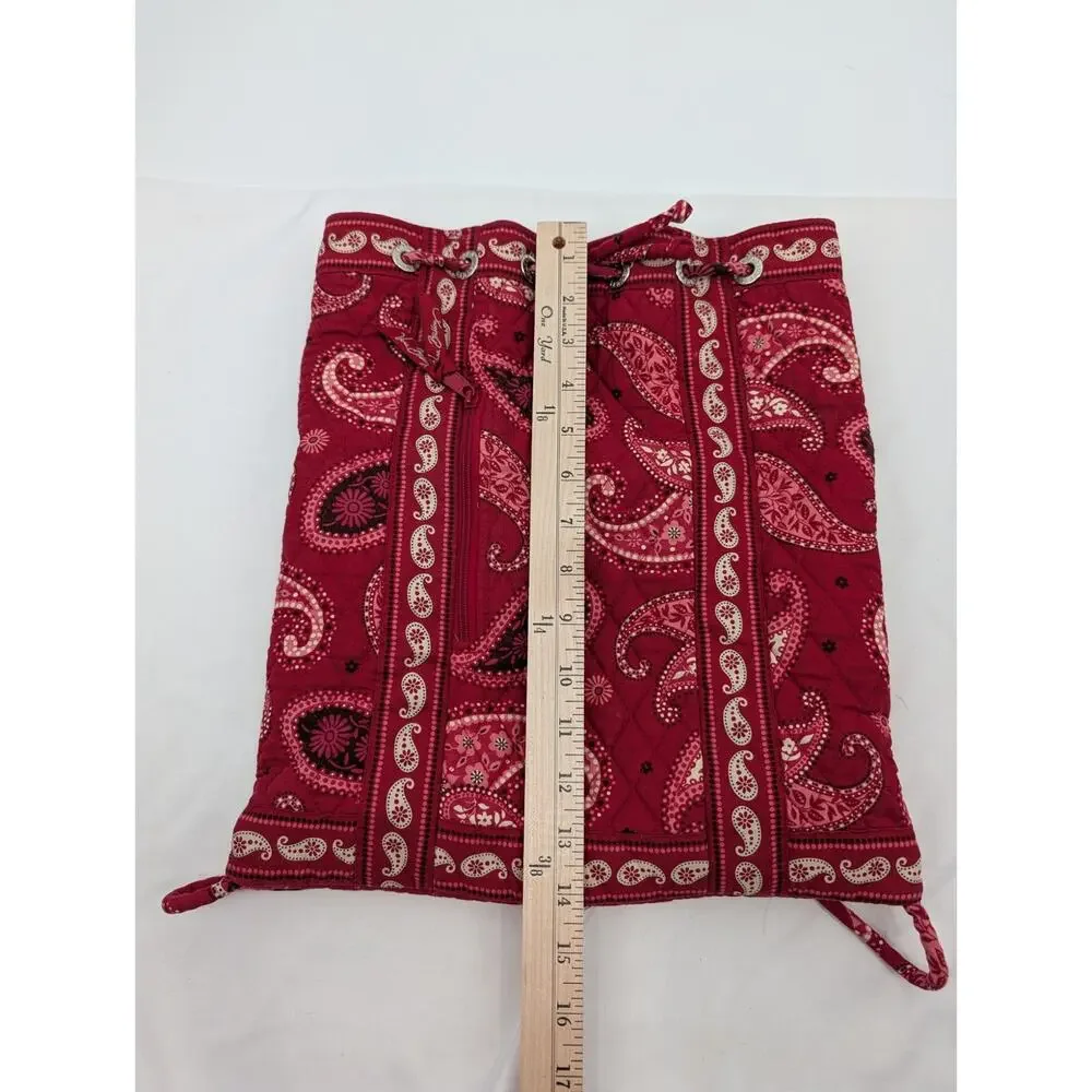 Vera Bradley Retired Mesa Red Pattern Drawstring Backback Bandana Print Festival